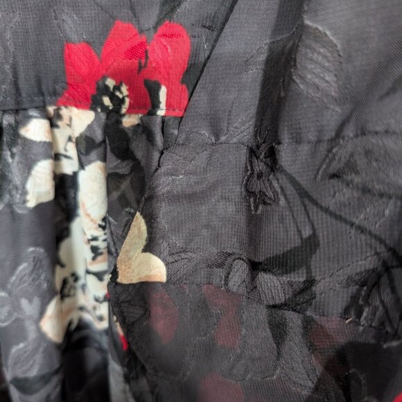 Torrid Hi Low Clip Floral Wrap Blouse Womens Size 2X Dark Slate Gray 3/4 Sleeves - Picture 6 of 13